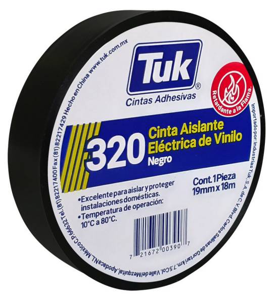 211051 Cinta de aislar 19mm x 18mts negra 320 Tuk