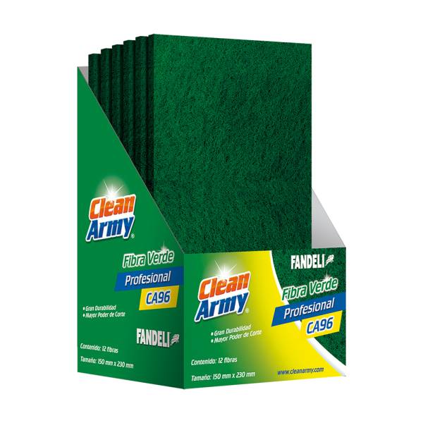211154 Fibra abrasiva verde 15 x 23 cm uso domestico Clean Army Fandeli