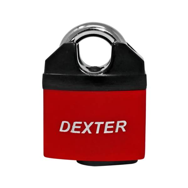 211874 Candado metalico 50mm llave antigua gancho protegido rojo/negro Dexter