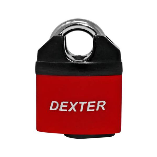 211874 Candado metalico 50mm llave antigua gancho protegido rojo/negro Dexter