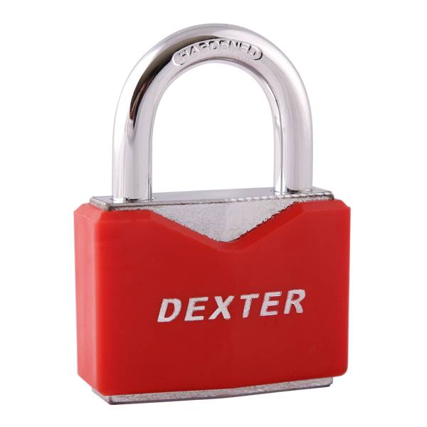 211881 Candado metalico 40mm llave tradicional gancho corto rojo en blister Dexter