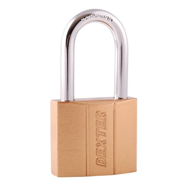 211892 Candado metalico 25mm llave tradicional gancho largo laton en caja Dexter