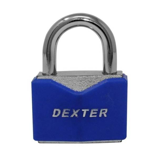 211905 Candado metalico 50mm llave tradicional gancho corto azul en blister Dexter