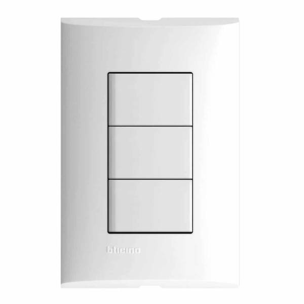 212324 Placa 3 ventanas con 3 apagadores sencillos blanco Forza Bticino