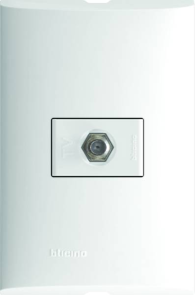 212335 Placa 1 ventana con toma coaxial para TV blanco Forza Bticino