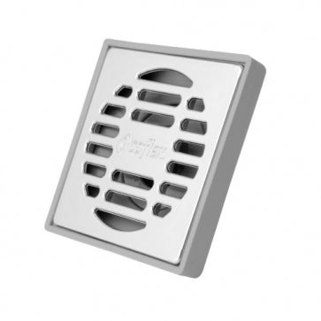 212443 Coladera cuadrada 2" con valvula antiolor ABS gris rejilla cromada pc161 Coflex