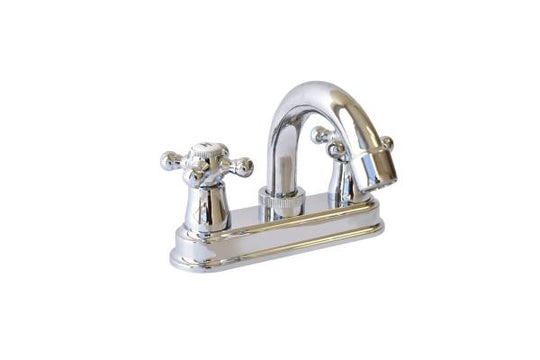 213238 Mezcladora lavabo zinc tipo curvo maneral cruz cromada MLVZ002 Vianti