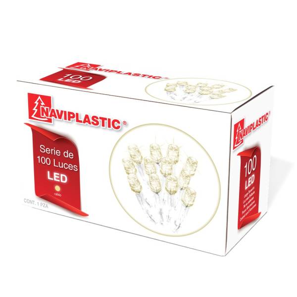 213443 Serie navideña 100 luces cable transp LED 07w luz calida NAVIPLASTIC