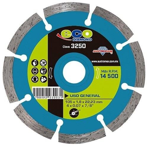 213602 Disco diamante 4" x 1.8 mm x 7/8" segmentado uso general eco 3250 Austromex