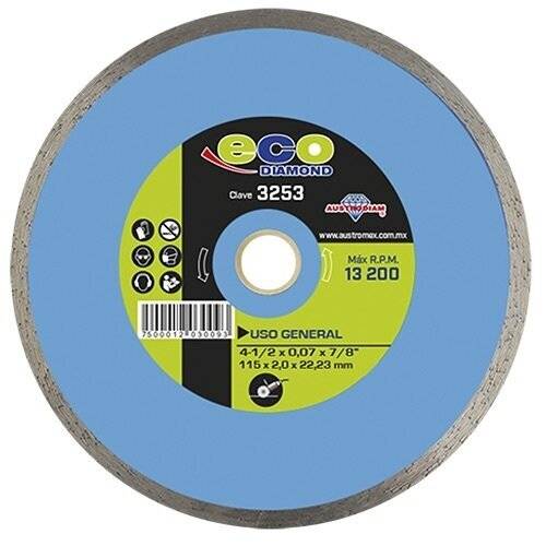 213605 Disco diamante 4-1/2" x 2 mm x 7/8 rin continuo uso general eco 3253 Austromex