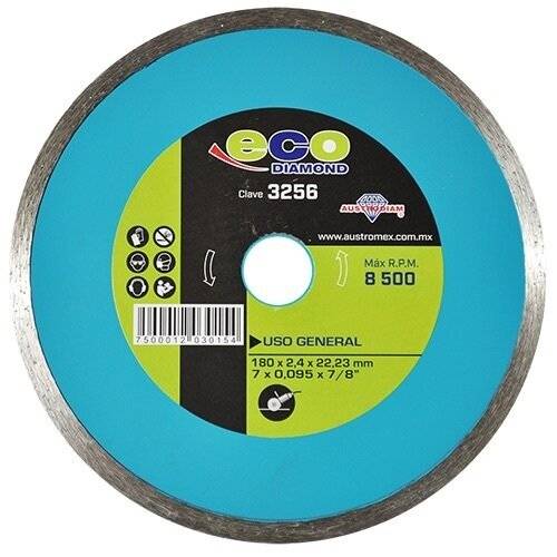 213608 Disco diamante 7" x 2.4 mm x 7/8" rin continuo uso general eco 3256 Austromex