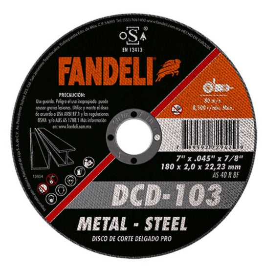 214979 Disco corte metal 7" x 1.6" x 7/8" pro 103 Fandeli