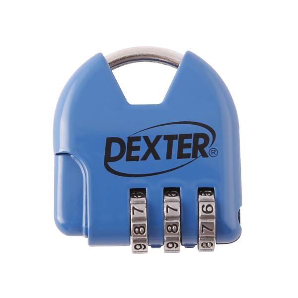 215442 Candado zamac 36mm combinacion 3 digitos azul en blister Dexter