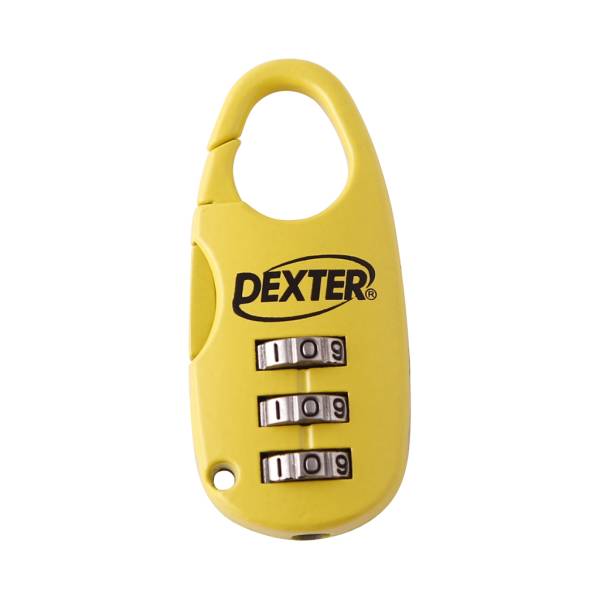 215443 Candado zamac 25mm combinacion 3 digitos amarillo en blister Dexter