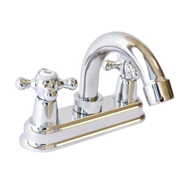 215501 Mezcladora lavabo plastica tipo curvo maneral cruz 1/4 de vuelta cromada MLVP006 Vianti