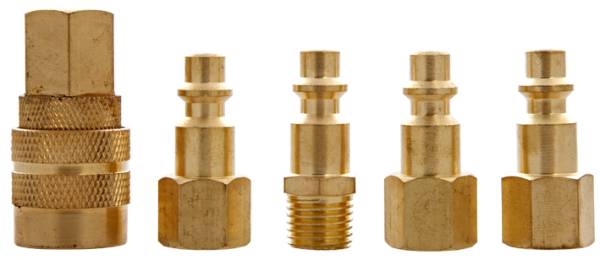 227141 Juego cople y conectores rapidos 1/4" laton 5pz 320 Goni