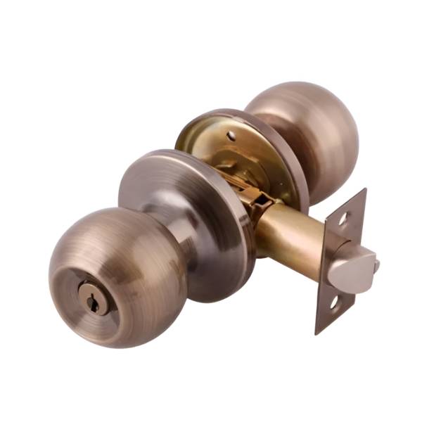 227173 Cerradura tubular llave boton laton antiguo Barza Dexter