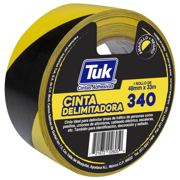 227762 Cinta delimitadora 48mm x 33mt amarilla/negra tipo 343 TUK