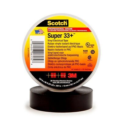228354 Cinta de aislar 18mm x 20mts negra Super 33 Scotch 3M