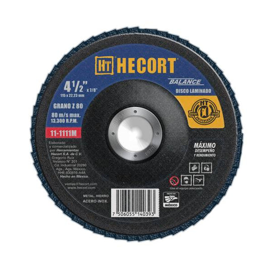 228732 Disco laminado 4-1/2" x 7/8" zirconio g80 Hecort