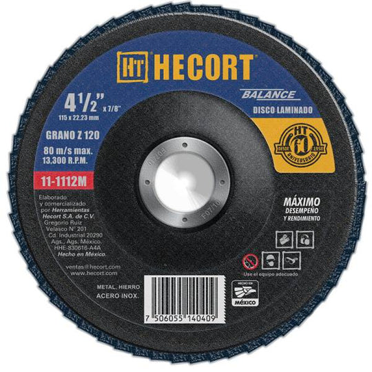 228733 Disco laminado T29 4-1/2" x 7/8" zirconio g120 Hecort