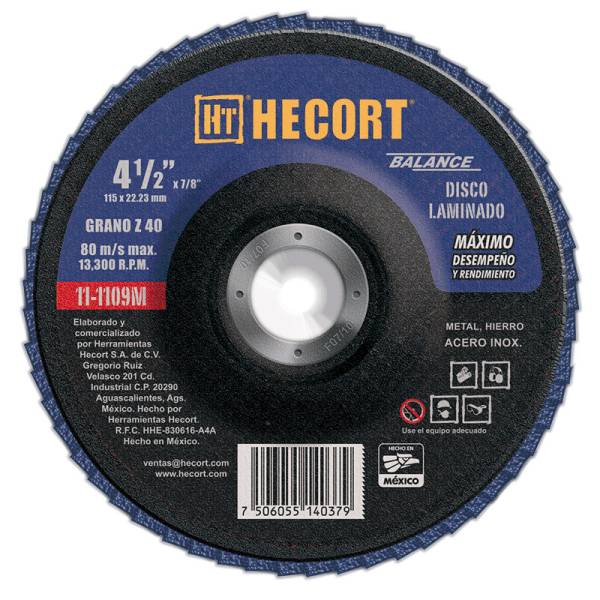 228734 Disco laminado 4-1/2" x 7/8" zirconio g40 Hecort