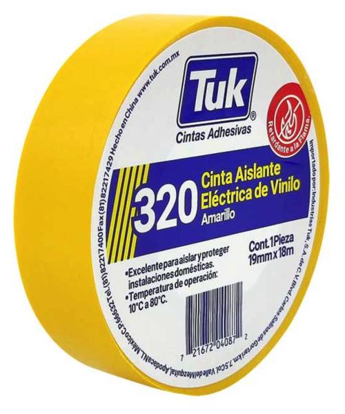 229265 Cinta de aislar 19mm x 18mts amarilla 320 Tuk