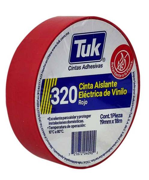 229268 Cinta de aislar 19mm x 18mts roja 320 Tuk