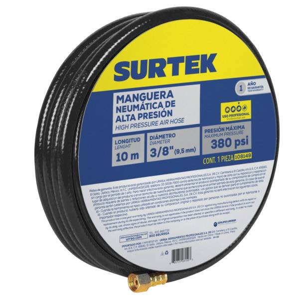 229512 Manguera para compresor hule 3/8" 10mt Surtek