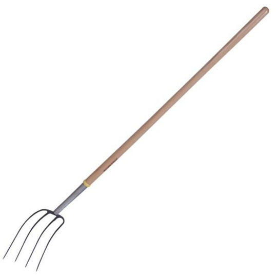 230225 Bieldo para paja forjado 4 dientes mango de madera 54" 130672 Surtek