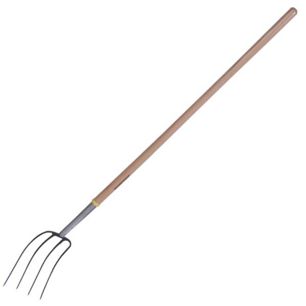 230225 Bieldo para paja forjado 4 dientes mango de madera 54" 130672 Surtek