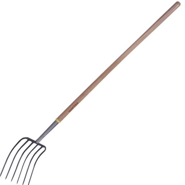 230227 Bieldo para paja forjado 6 dientes mango de madera 54" 130676 Surtek