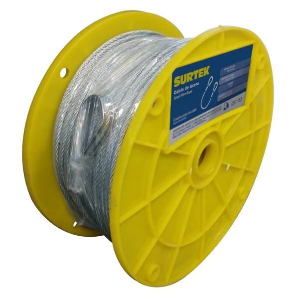 232066 Cable de acero rigido 7 x 7 1/16" carrete plastico 75m CA112 Surtek