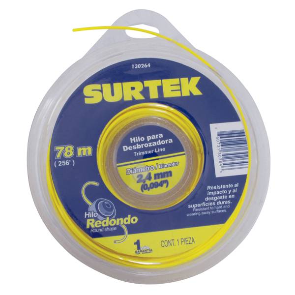 232681 Hilo desbrozadora 2.4mm x 78mt amarillo blister 130264 Surtek