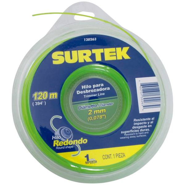 232691 Hilo desbrozadora 2.0mm x 120 mts verde blister Surtek