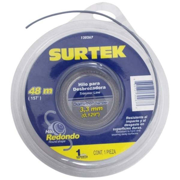 232692 Hilo desbrozadora 3.3mm x 48 mts gris blister Surtek