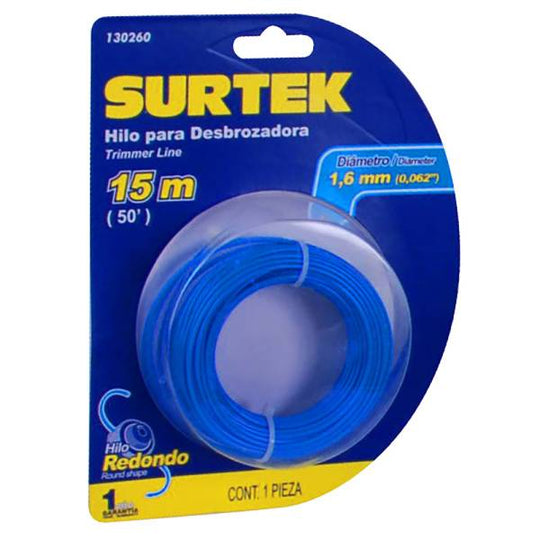 232752 Hilo desbrozadora 1.65mmx15mt azul blister 130260 Surtek
