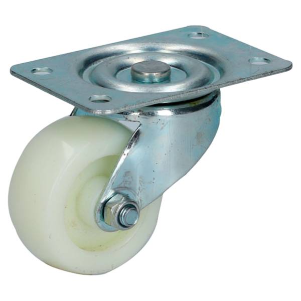 233580 Rodaja polipropileno blanca 2-1/2" placa giratoria sin freno Surtek