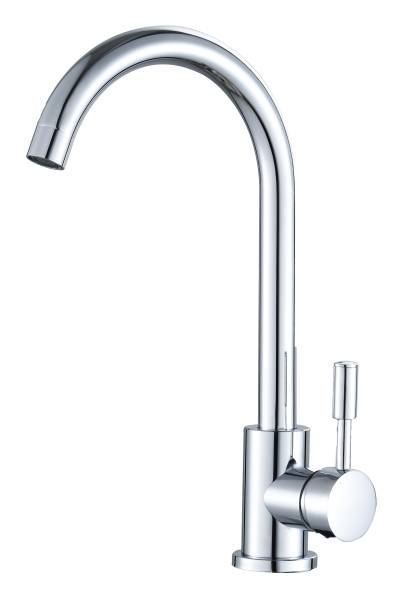 235455 Mezcladora monomando para fregadero laton tipo curvo maneral palanca cromada MFMZ004 Vianti
