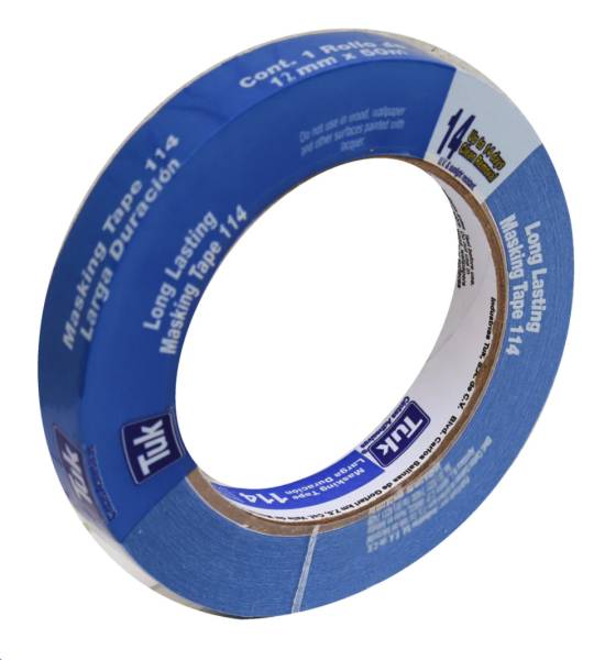 235986 Cinta masking tape 1/2" x 50 mt para pintor Azul 114 Tuk