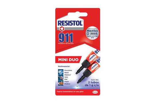 237434 Pegamento instantaneo 01.0gr mini duo con 2pz 911 Resistol