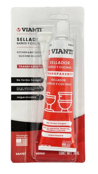 237581 Silicon baños y cocinas blister 070gr transparente Vianti