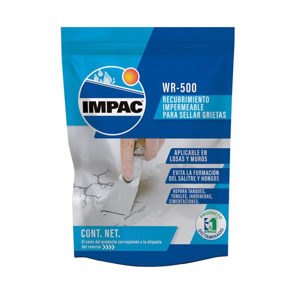240756 Impermeabilizante cementar para grietas gris 1kg WR500 Impac
