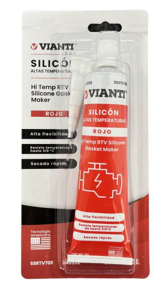 240958 Silicon alta temperatura RTV blister 070gr rojo Vianti