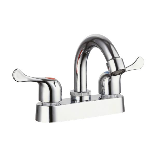 241106 Mezcladora lavabo plastica tipo curvo maneral palanca 1/4 de vuelta cromada MLVP007 Vianti