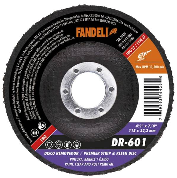 279736 Disco removedor 4-1/2" oxido, pintura y adhesivo Pro DR 601 Fandeli