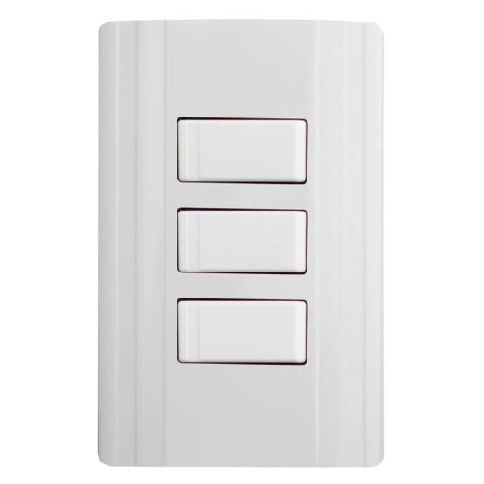 280381 Placa 3 ventanas con 3 apagadores sencillos blanco CORSA Montana