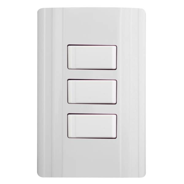 280381 Placa 3 ventanas con 3 apagadores sencillos blanco CORSA Montana
