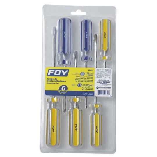 280483 Juego 6 desarmadores mango transparente FDE6T FOY