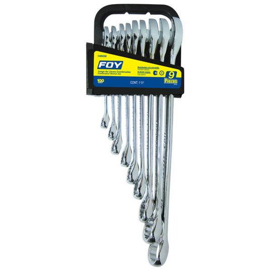 280487 Juego 9 llaves combinadas standard 3/8" -7/8" FOY